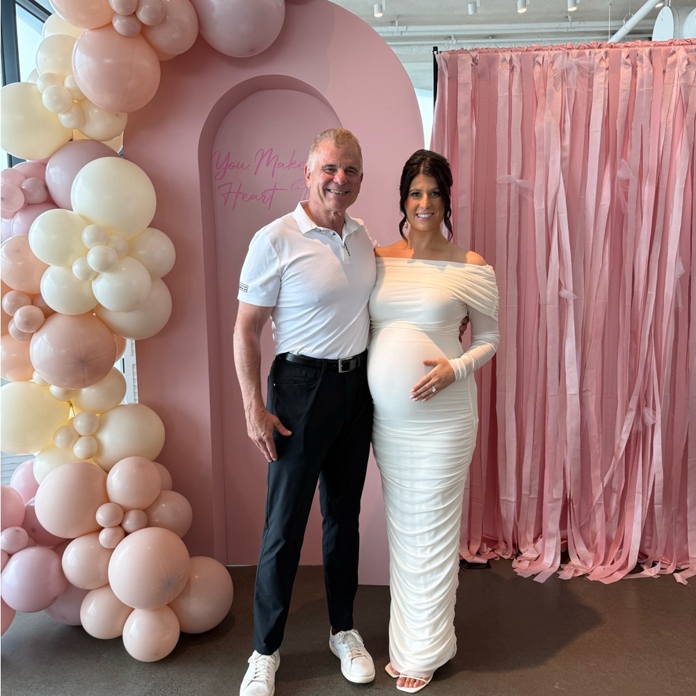 Elegant Cream Off-Shoulder Maternity Dress